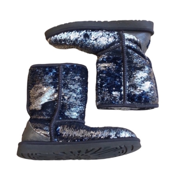 Ugg Boots in Sequins Silver and Blue Size 7. - Picture 1 of 8